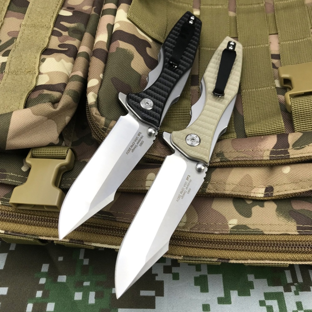 Outdoor Folding Knife, Stainless Steel EDC Folding Knife, Model 0393 Hunting Pocket Knife, 9Cr14Mov Steel, G10 Handle - Lightweight, suitable for both hands to hold, outdoor camping, survival and fishing, men's gifts