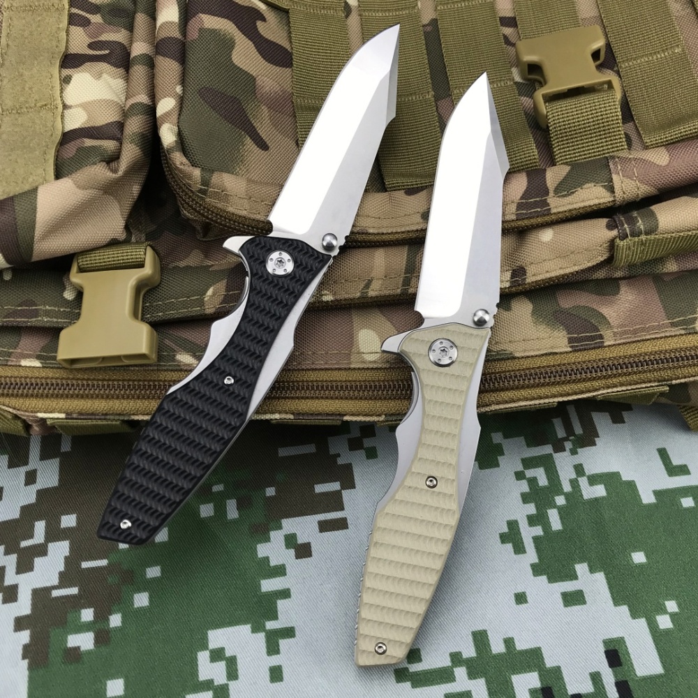 Outdoor Folding Knife, Stainless Steel EDC Folding Knife, Model 0393 Hunting Pocket Knife, 9Cr14Mov Steel, G10 Handle - Lightweight, suitable for both hands to hold, outdoor camping, survival and fishing, men's gifts