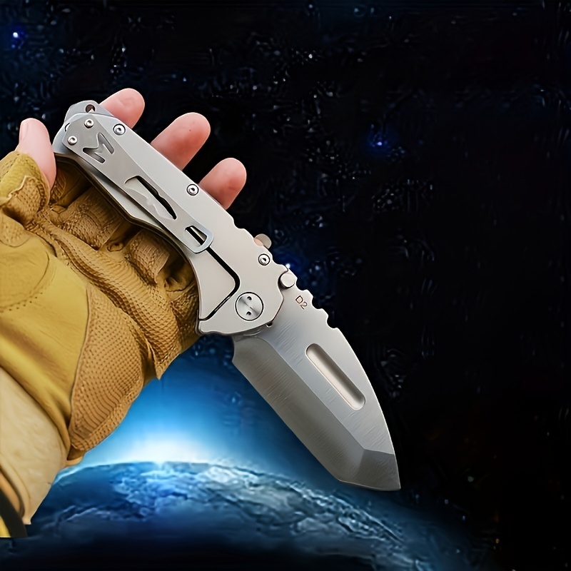High quality heavy-duty D2 steel folding knife, multi-functional hunting small folding knife, high hardness stainless steel, suitable for both hands to hold, suitable for outdoor activities, camping, exploration, survival, rescue