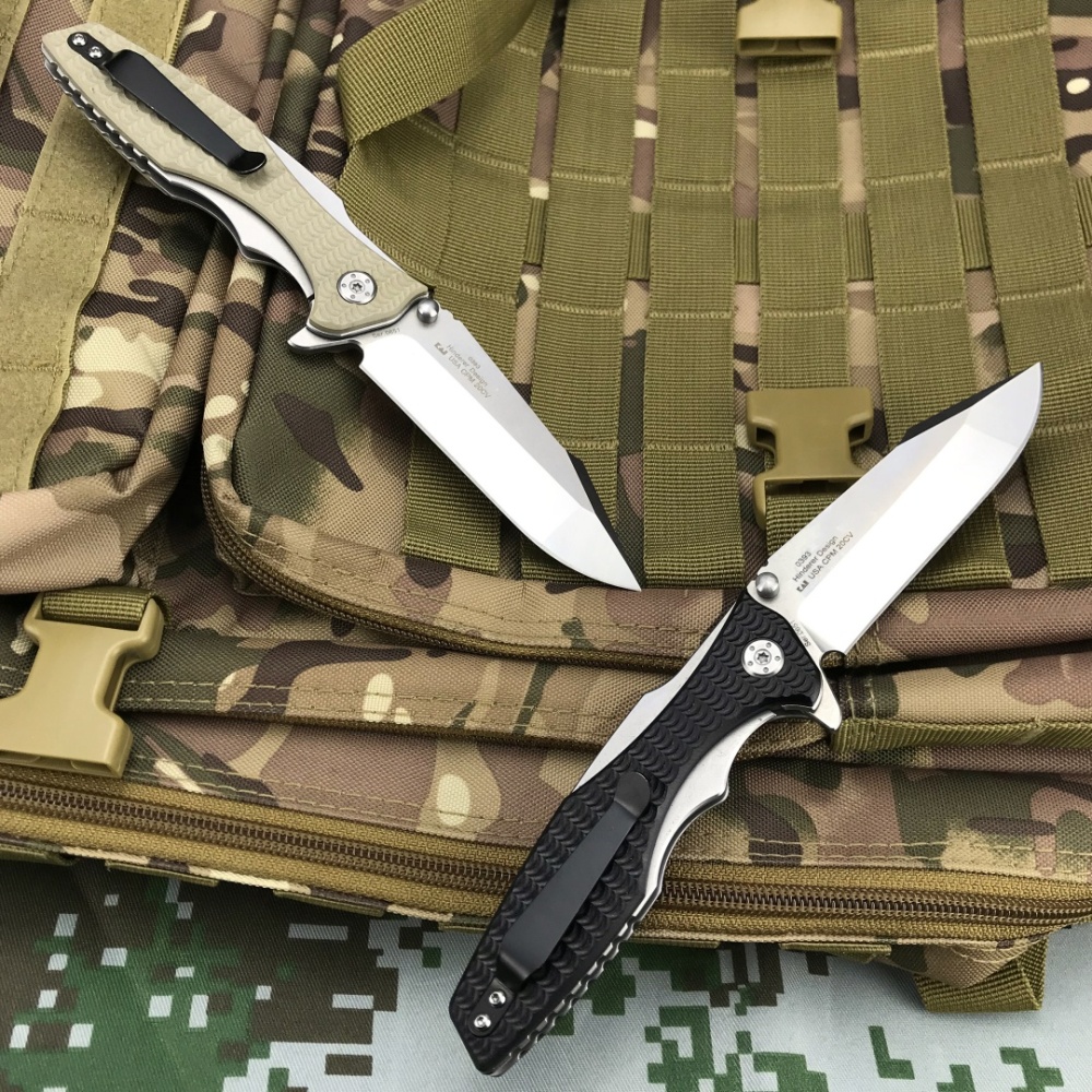 Outdoor Folding Knife, Stainless Steel EDC Folding Knife, Model 0393 Hunting Pocket Knife, 9Cr14Mov Steel, G10 Handle - Lightweight, suitable for both hands to hold, outdoor camping, survival and fishing, men's gifts