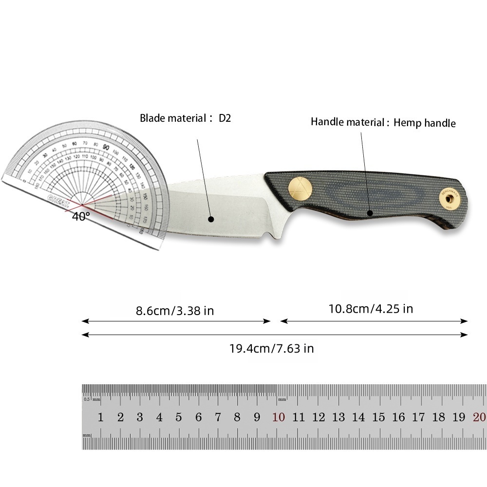 Outdoor Fixed Blade Life Saving Knife, 203BM Knife Linen Handle, CMP High Hardness Alloy Steel Blade for Outdoor Life Saving Gear, Knife Multi-Tool & Spear Tip Design for Survival - Durable EDC Folding Knife, Knife Fan Collector