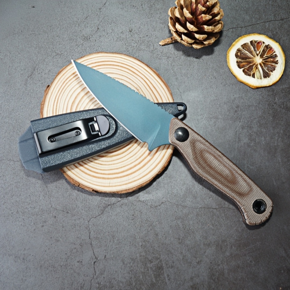 Outdoor Fixed Blade Life Saving Knife, 203BM Knife Linen Handle, CMP High Hardness Alloy Steel Blade for Outdoor Life Saving Gear, Knife Multi-Tool & Spear Tip Design for Survival - Durable EDC Folding Knife, Knife Fan Collector