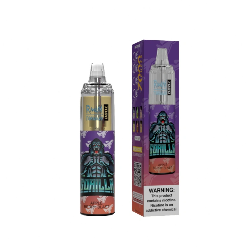 Original RandM Tornado 7000 Puffs Disposable Vape E Cigarettes 0% 2% 3% 5% 14ml Mesh Coil Pod 850mah Rechargeable Air-adjustable Puff 7k 56 Flavors Available Pen