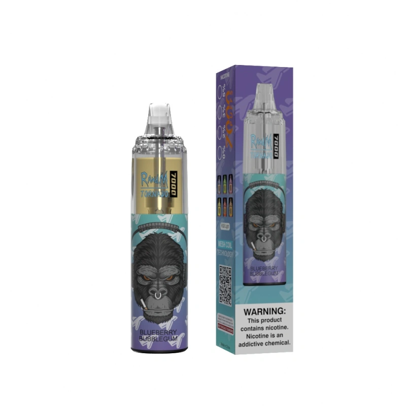 Original RandM Tornado 7000 Puffs Disposable Vape E Cigarettes 0% 2% 3% 5% 14ml Mesh Coil Pod 850mah Rechargeable Air-adjustable Puff 7k 56 Flavors Available Pen