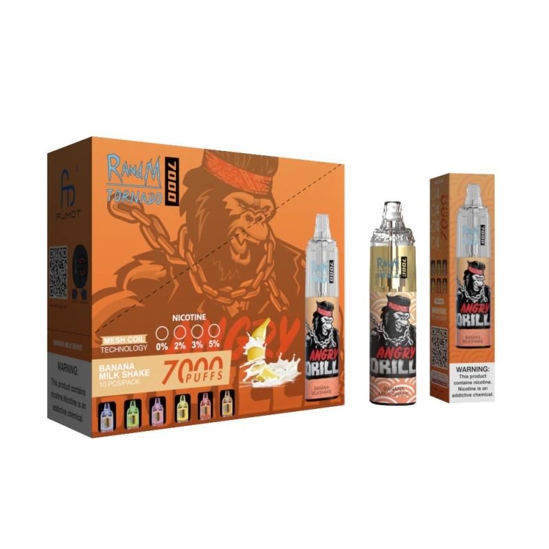 Original RandM Tornado 7000 Puffs Disposable Vape E Cigarettes 0% 2% 3% 5% 14ml Mesh Coil Pod 850mah Rechargeable Air-adjustable Puff 7k 56 Flavors Available Pen