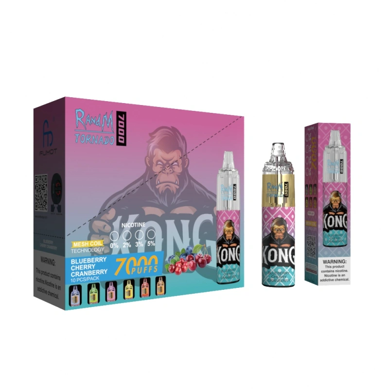 Original RandM Tornado 7000 Puffs Disposable Vape E Cigarettes 0% 2% 3% 5% 14ml Mesh Coil Pod 850mah Rechargeable Air-adjustable Puff 7k 56 Flavors Available Pen