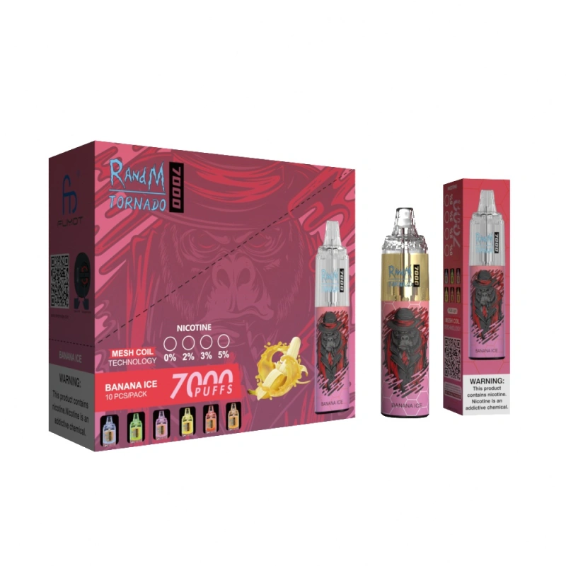 Original RandM Tornado 7000 Puffs Disposable Vape E Cigarettes 0% 2% 3% 5% 14ml Mesh Coil Pod 850mah Rechargeable Air-adjustable Puff 7k 56 Flavors Available Pen