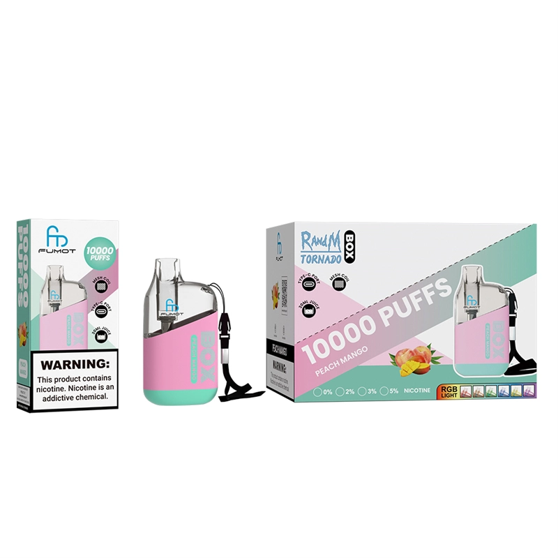 Randm Tornado Box 10000 Puffs Disposable E Cigarettes Vape Puff 10k 0% 2% 3% 5% 20ml Prefilled Pod Mesh Coil 850mah Rechargeable Battery Pen