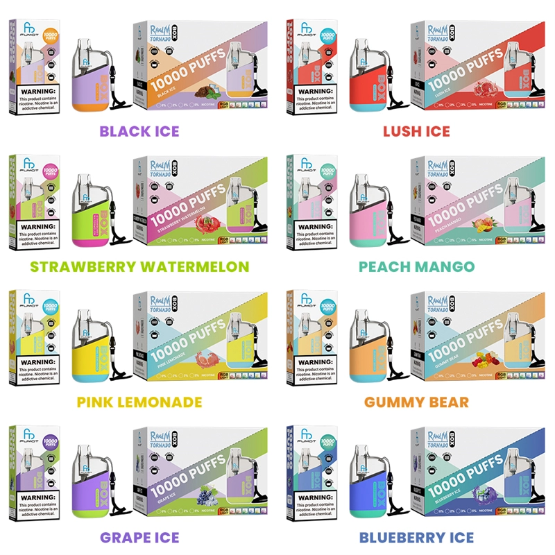 Randm Tornado Box 10000 Puffs Disposable E Cigarettes Vape Puff 10k 0% 2% 3% 5% 20ml Prefilled Pod Mesh Coil 850mah Rechargeable Battery Pen