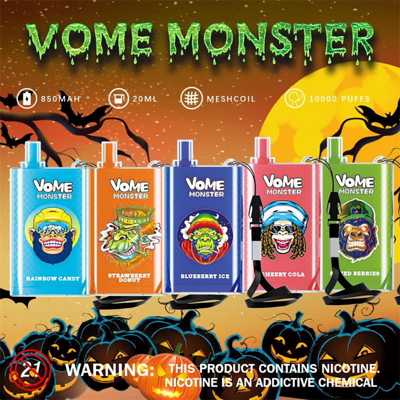RandM Vome Monster 10000 Puffs E Cigarettes Vaper Disposable Puff 10k 0% 2% 5% 20ml Prefilled Pod Mesh Coil 850mah Rechargeable Battery Air Flow Control Pen