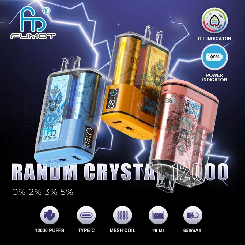 Original Randm Crystal 12000 Puffs Disposable Vape E-cigarettes 0% 2% 3%5% Puff 12000 20ml Prefilled Pod Mesh Coil 650mah Rechargeable Battery Pen