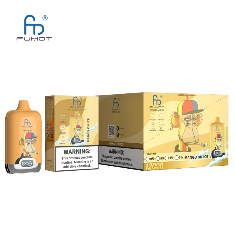Original Fumot Digital Box 12000 Puffs Disposable Vape 12K 20ml Prefilled 850mah Rechargeable Battery Type-C Device RandM Tornado  E Cigarettes