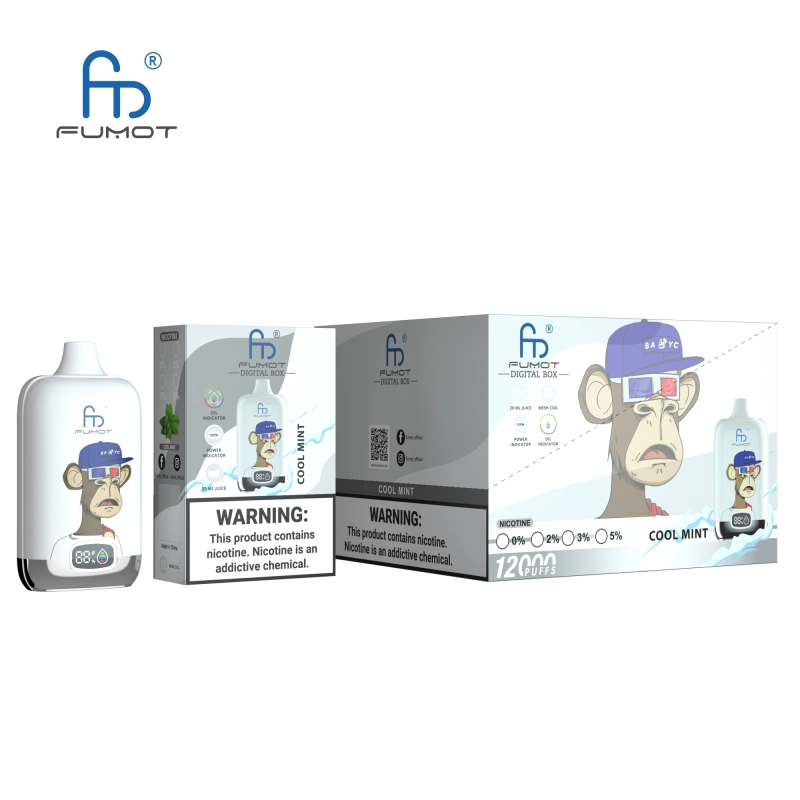 Original Fumot Digital Box 12000 Puffs Disposable Vape 12K 20ml Prefilled 850mah Rechargeable Battery Type-C Device RandM Tornado  E Cigarettes
