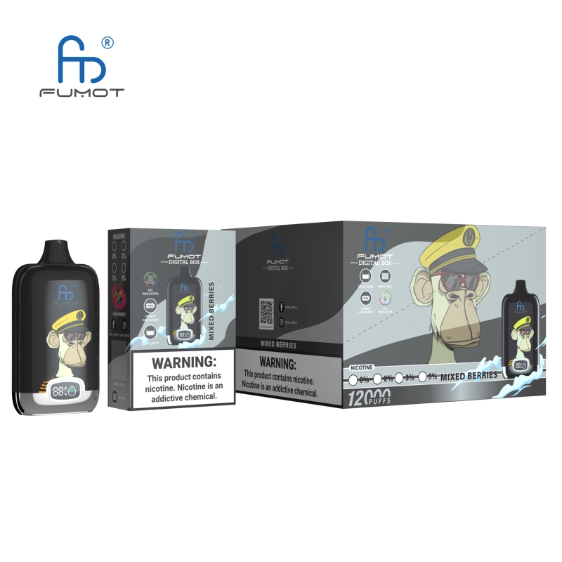 Original Fumot Digital Box 12000 Puffs Disposable Vape 12K 20ml Prefilled 850mah Rechargeable Battery Type-C Device RandM Tornado  E Cigarettes