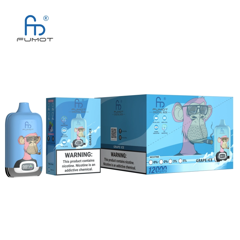 Original Fumot Digital Box 12000 Puffs Disposable Vape 12K 20ml Prefilled 850mah Rechargeable Battery Type-C Device RandM Tornado  E Cigarettes