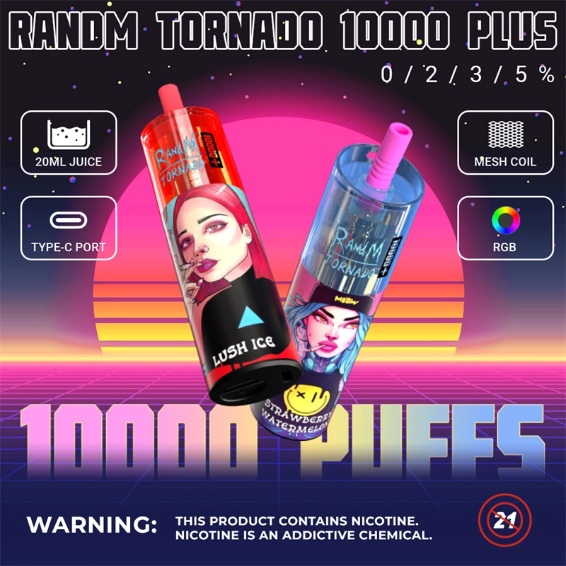 RandM Tornado 10000 Plus Puffs E Cigarettes Vapes Disposable Puff 10k 0% 2% 3% 5% 20ml Prefilled Pod Mesh Coil 850mah Rechargeable Battery Pen