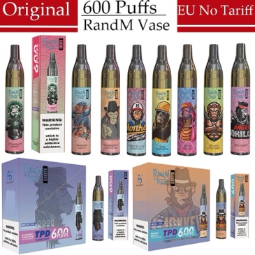 Original RandM Vase 600 Puffs Disposable Vape E-cigarettes 0% 2% 5% 2ml Prefilled Mesh Coil Pod 350mah Battery 20 flavors available Puff 600 Pen Device