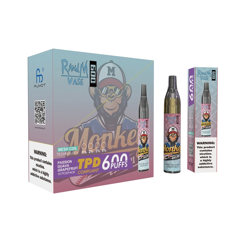 Original RandM Vase 600 Puffs Disposable Vape E-cigarettes 0% 2% 5% 2ml Prefilled Mesh Coil Pod 350mah Battery 20 flavors available Puff 600 Pen Device