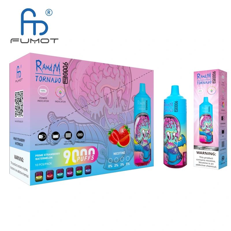 Original RandM Tornado 9000 Pro Puffs Disposable Vape Electronic Cigarettes Puff 9k 0% 2% 3% 5% 18ml Pod 600mAh Rechargeable Battery Vaper Digital Display  Fumot Pen