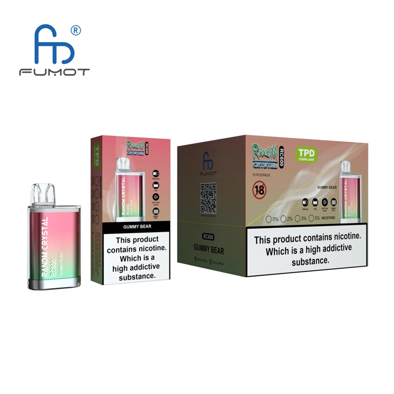RandM Crystal RC 600 Puffs Vapes E Cigarettes Disposable 0% 2% 3% 5% 2ml Prefilled Pod 400mah Rechargeable Battery Puff 600 Pen