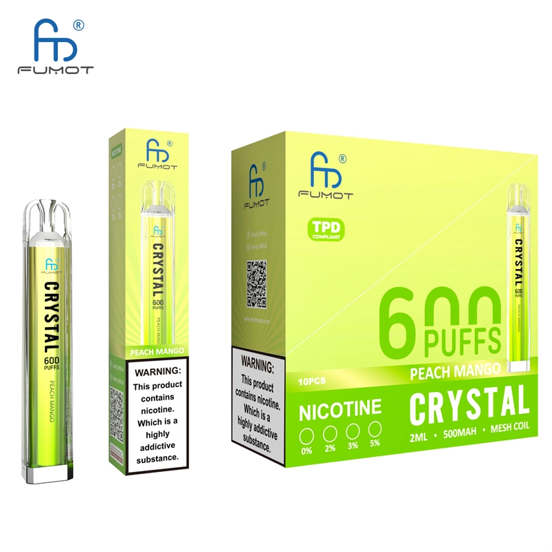 RandM Crystal 600 Puffs E Cigarettes Disposable Vape Puff 600 0% 2% 5% 2ml Prefilled Pod Mesh Coil 500mah Rechargeable Fumot Pen