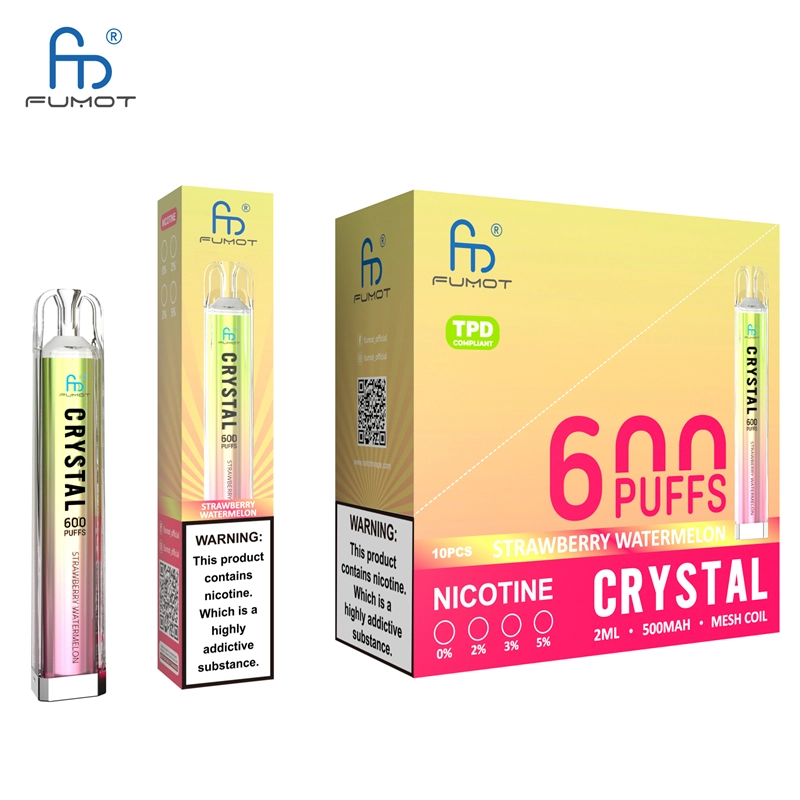 RandM Crystal 600 Puffs E Cigarettes Disposable Vape Puff 600 0% 2% 5% 2ml Prefilled Pod Mesh Coil 500mah Rechargeable Fumot Pen