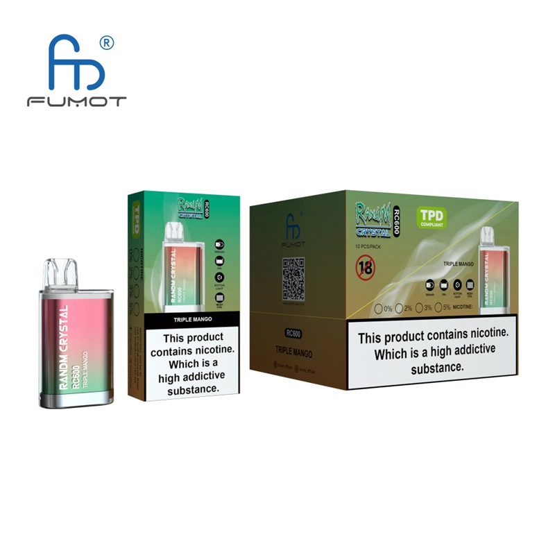 RandM Crystal RC 600 Puffs Vapes E Cigarettes Disposable 0% 2% 3% 5% 2ml Prefilled Pod 400mah Rechargeable Battery Puff 600 Pen