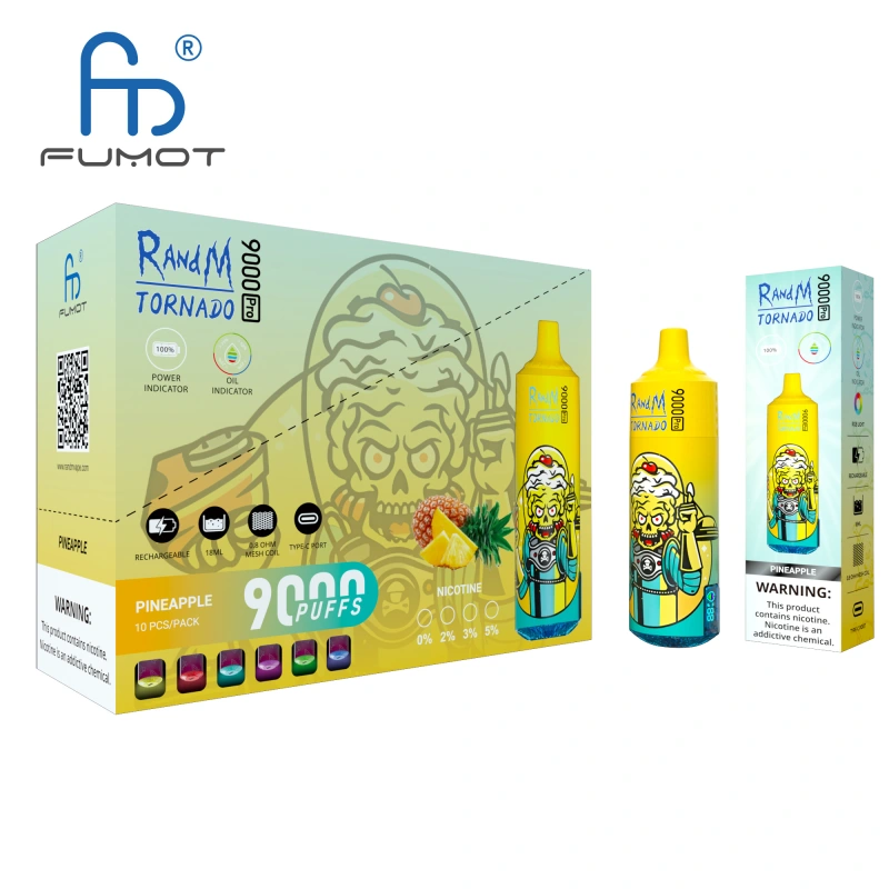 Original RandM Tornado 9000 Pro Puffs Disposable Vape Electronic Cigarettes Puff 9k 0% 2% 3% 5% 18ml Pod 600mAh Rechargeable Battery Vaper Digital Display  Fumot Pen