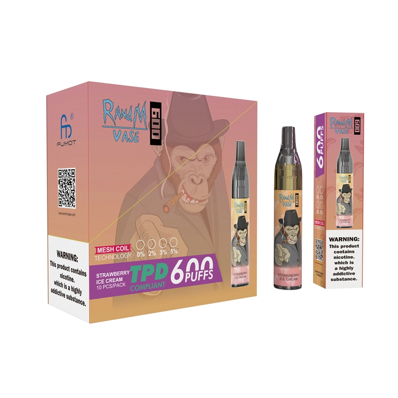 Original RandM Vase 600 Puffs Disposable Vape E-cigarettes 0% 2% 5% 2ml Prefilled Mesh Coil Pod 350mah Battery 20 flavors available Puff 600 Pen Device