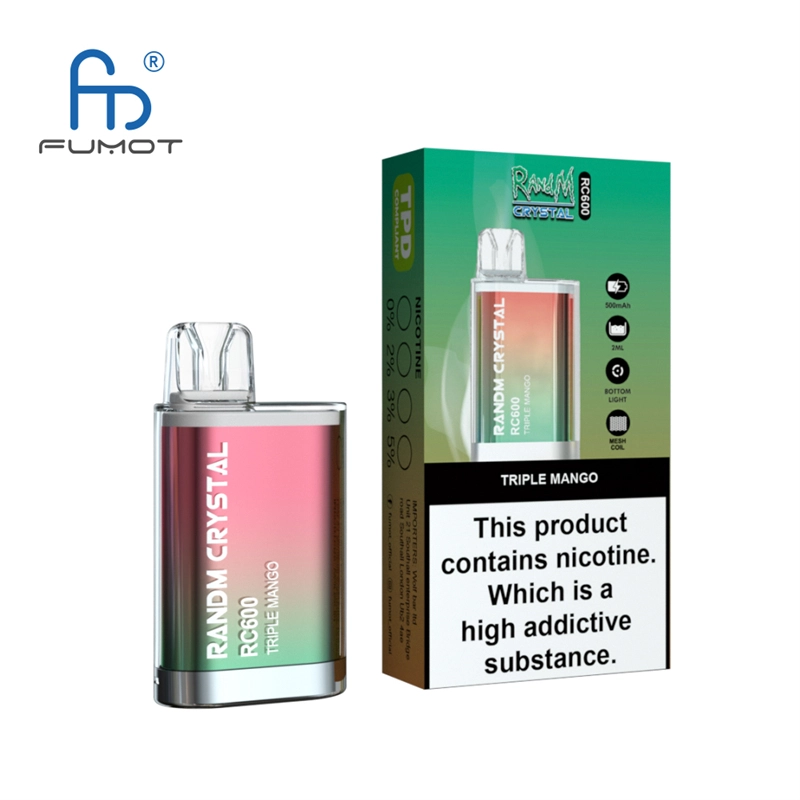 RandM Crystal RC 600 Puffs Vapes E Cigarettes Disposable 0% 2% 3% 5% 2ml Prefilled Pod 400mah Rechargeable Battery Puff 600 Pen
