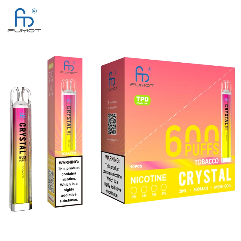RandM Crystal 600 Puffs E Cigarettes Disposable Vape Puff 600 0% 2% 5% 2ml Prefilled Pod Mesh Coil 500mah Rechargeable Fumot Pen