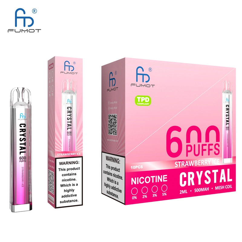 RandM Crystal 600 Puffs E Cigarettes Disposable Vape Puff 600 0% 2% 5% 2ml Prefilled Pod Mesh Coil 500mah Rechargeable Fumot Pen