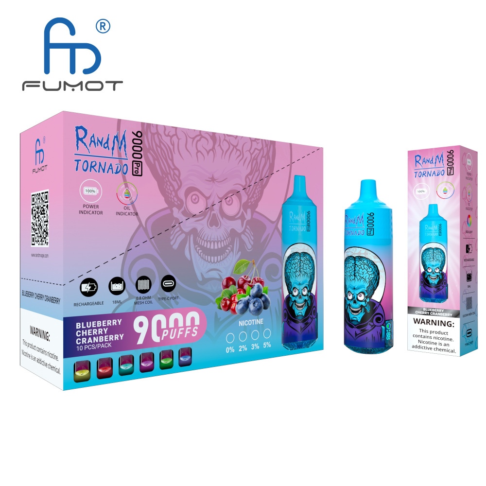 Original RandM Tornado 9000 Pro Puffs Disposable Vape Electronic Cigarettes Puff 9k 0% 2% 3% 5% 18ml Pod 600mAh Rechargeable Battery Vaper Digital Display  Fumot Pen