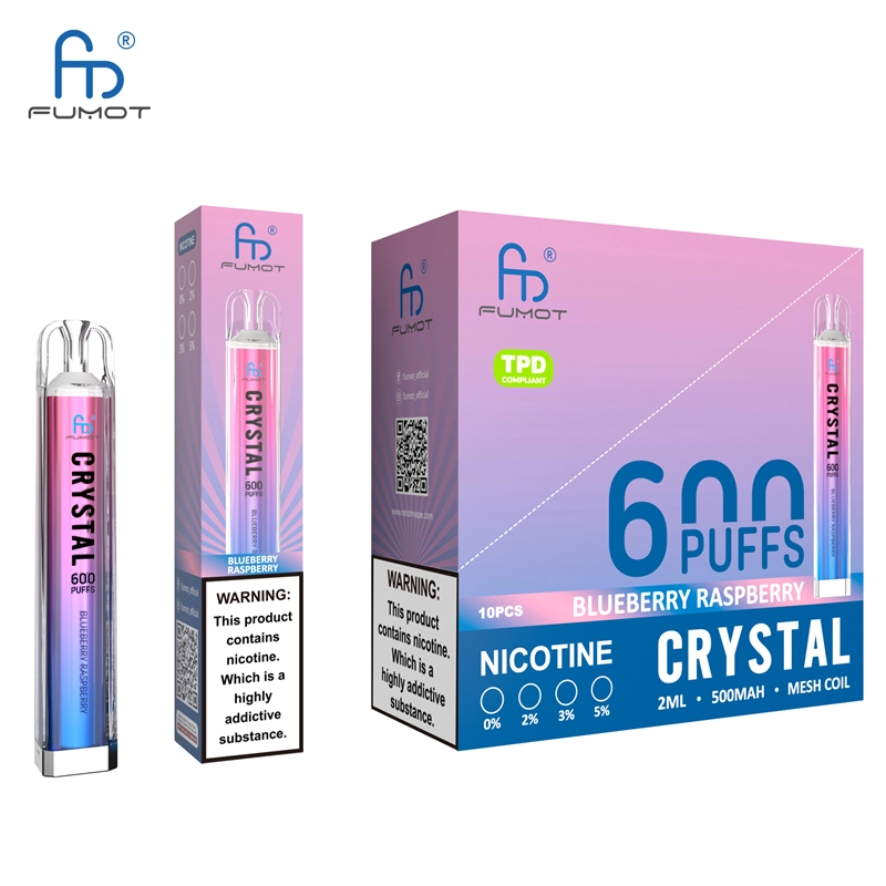 RandM Crystal 600 Puffs E Cigarettes Disposable Vape Puff 600 0% 2% 5% 2ml Prefilled Pod Mesh Coil 500mah Rechargeable Fumot Pen