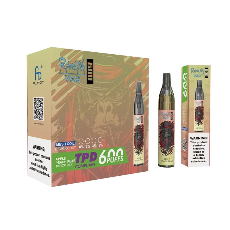 Original RandM Vase 600 Puffs Disposable Vape E-cigarettes 0% 2% 5% 2ml Prefilled Mesh Coil Pod 350mah Battery 20 flavors available Puff 600 Pen Device