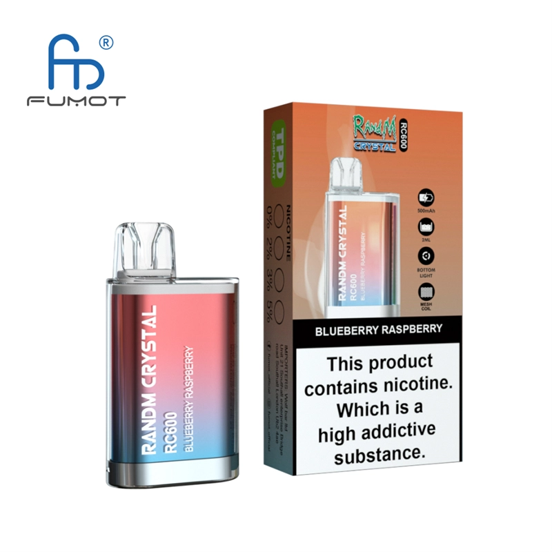 RandM Crystal RC 600 Puffs Vapes E Cigarettes Disposable 0% 2% 3% 5% 2ml Prefilled Pod 400mah Rechargeable Battery Puff 600 Pen
