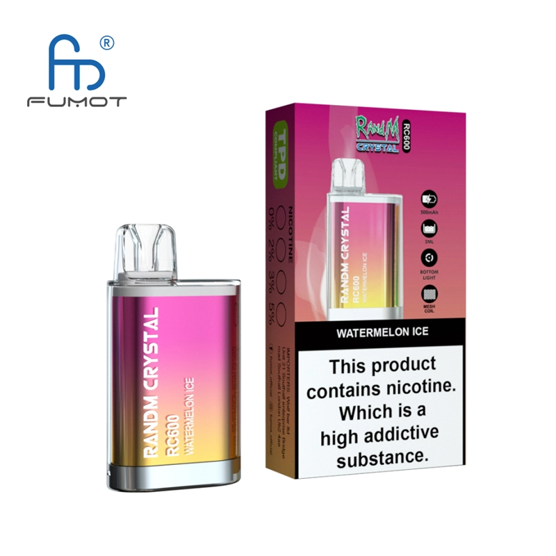 RandM Crystal RC 600 Puffs Vapes E Cigarettes Disposable 0% 2% 3% 5% 2ml Prefilled Pod 400mah Rechargeable Battery Puff 600 Pen