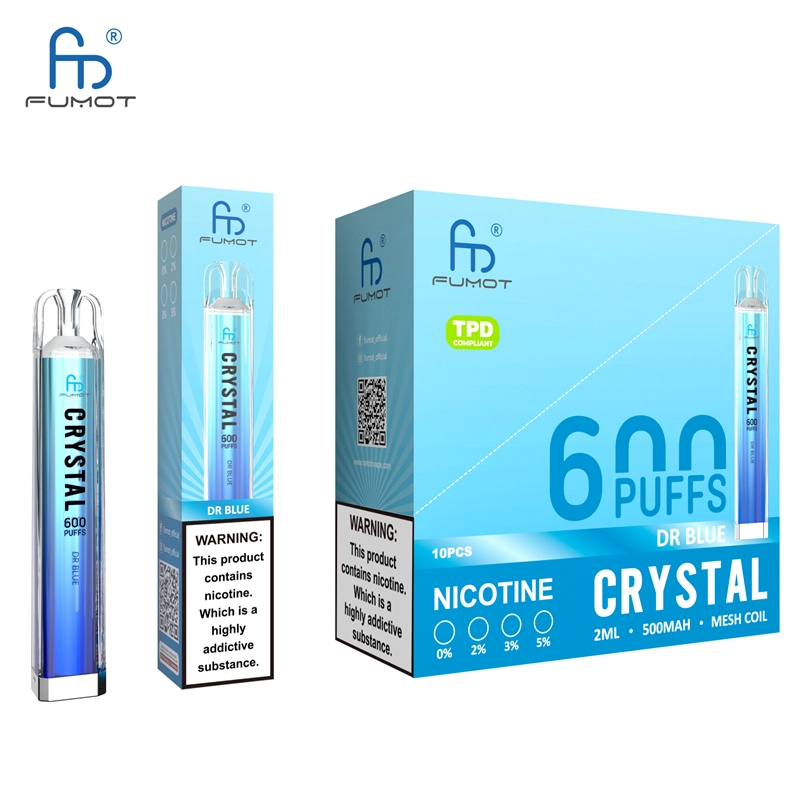 RandM Crystal 600 Puffs E Cigarettes Disposable Vape Puff 600 0% 2% 5% 2ml Prefilled Pod Mesh Coil 500mah Rechargeable Fumot Pen