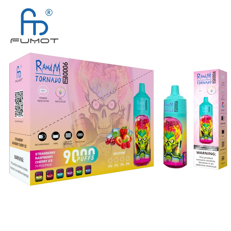 Original RandM Tornado 9000 Pro Puffs Disposable Vape Electronic Cigarettes Puff 9k 0% 2% 3% 5% 18ml Pod 600mAh Rechargeable Battery Vaper Digital Display  Fumot Pen