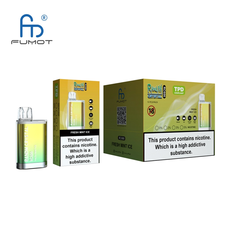 RandM Crystal RC 600 Puffs Vapes E Cigarettes Disposable 0% 2% 3% 5% 2ml Prefilled Pod 400mah Rechargeable Battery Puff 600 Pen