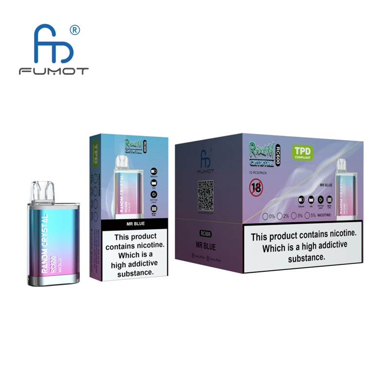 RandM Crystal RC 600 Puffs Vapes E Cigarettes Disposable 0% 2% 3% 5% 2ml Prefilled Pod 400mah Rechargeable Battery Puff 600 Pen