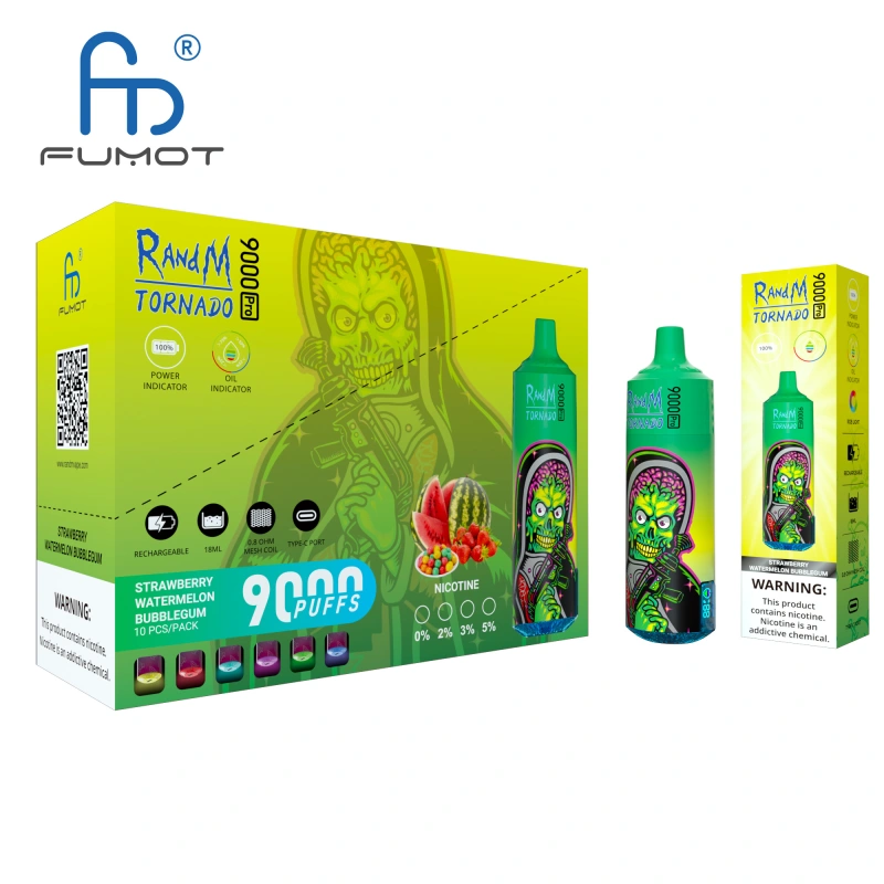 Original RandM Tornado 9000 Pro Puffs Disposable Vape Electronic Cigarettes Puff 9k 0% 2% 3% 5% 18ml Pod 600mAh Rechargeable Battery Vaper Digital Display  Fumot Pen