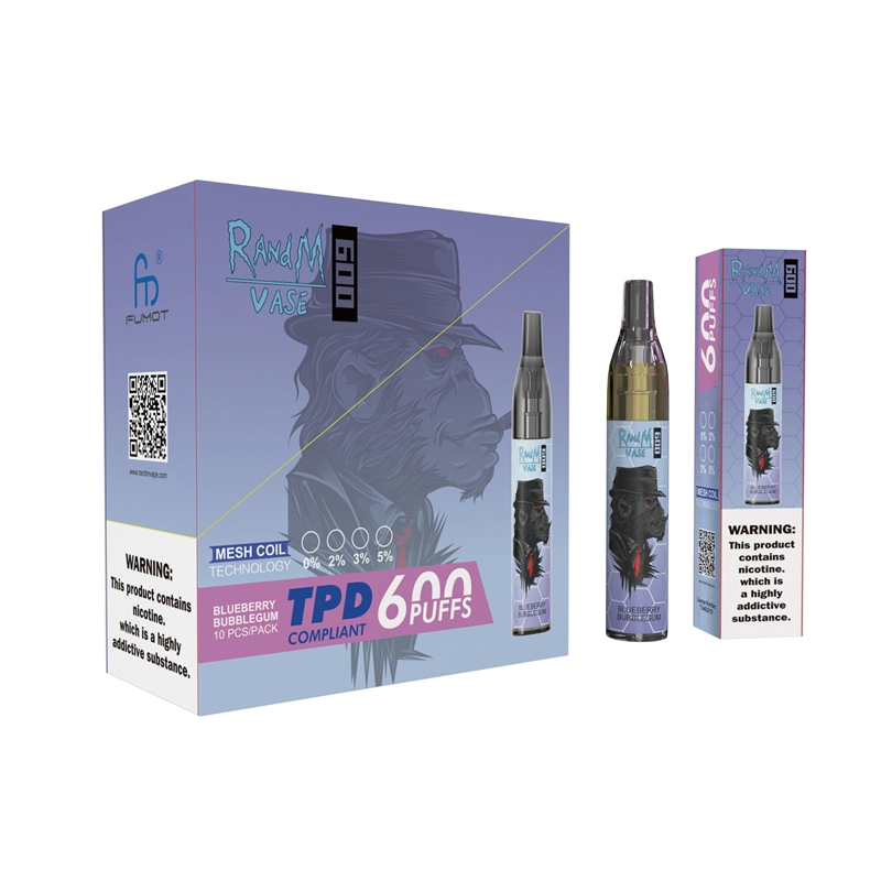 Original RandM Vase 600 Puffs Disposable Vape E-cigarettes 0% 2% 5% 2ml Prefilled Mesh Coil Pod 350mah Battery 20 flavors available Puff 600 Pen Device