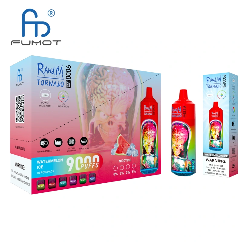 Original RandM Tornado 9000 Pro Puffs Disposable Vape Electronic Cigarettes Puff 9k 0% 2% 3% 5% 18ml Pod 600mAh Rechargeable Battery Vaper Digital Display  Fumot Pen