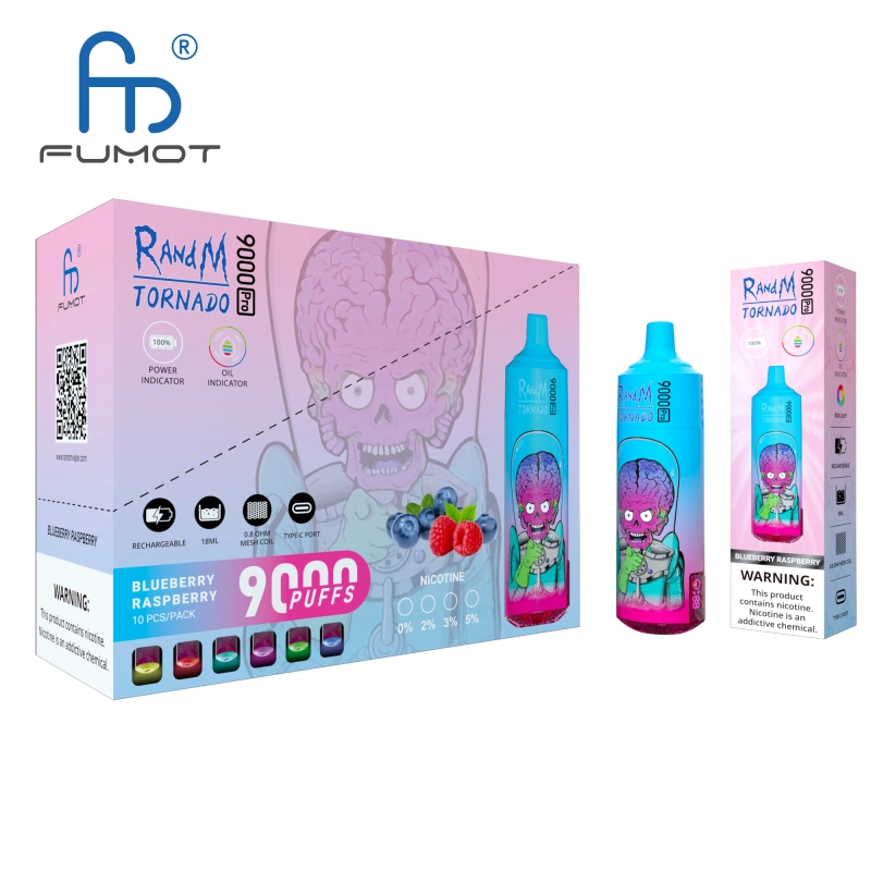 Original RandM Tornado 9000 Pro Puffs Disposable Vape Electronic Cigarettes Puff 9k 0% 2% 3% 5% 18ml Pod 600mAh Rechargeable Battery Vaper Digital Display  Fumot Pen