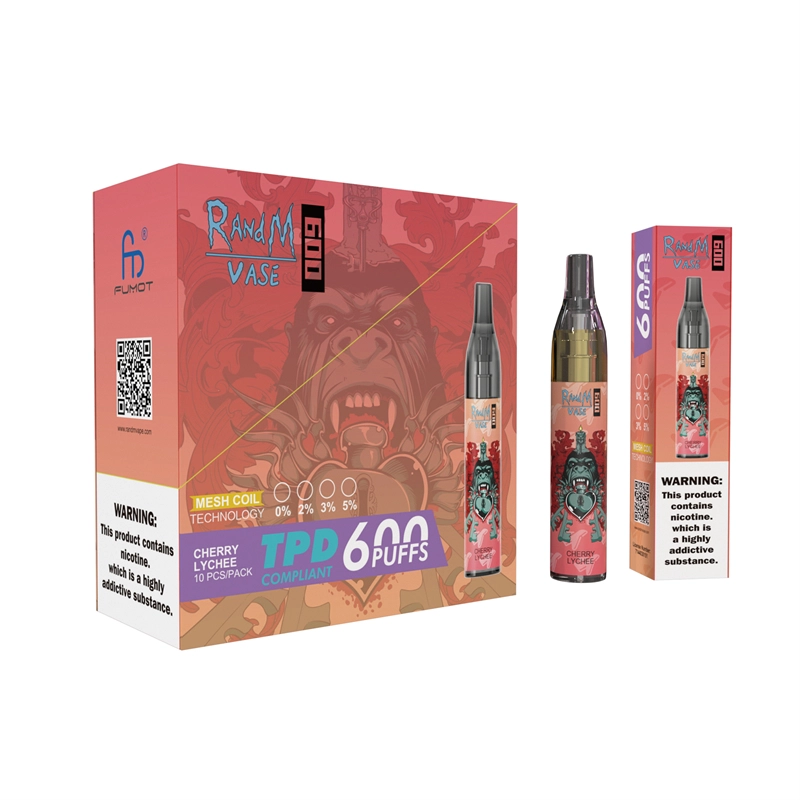 Original RandM Vase 600 Puffs Disposable Vape E-cigarettes 0% 2% 5% 2ml Prefilled Mesh Coil Pod 350mah Battery 20 flavors available Puff 600 Pen Device