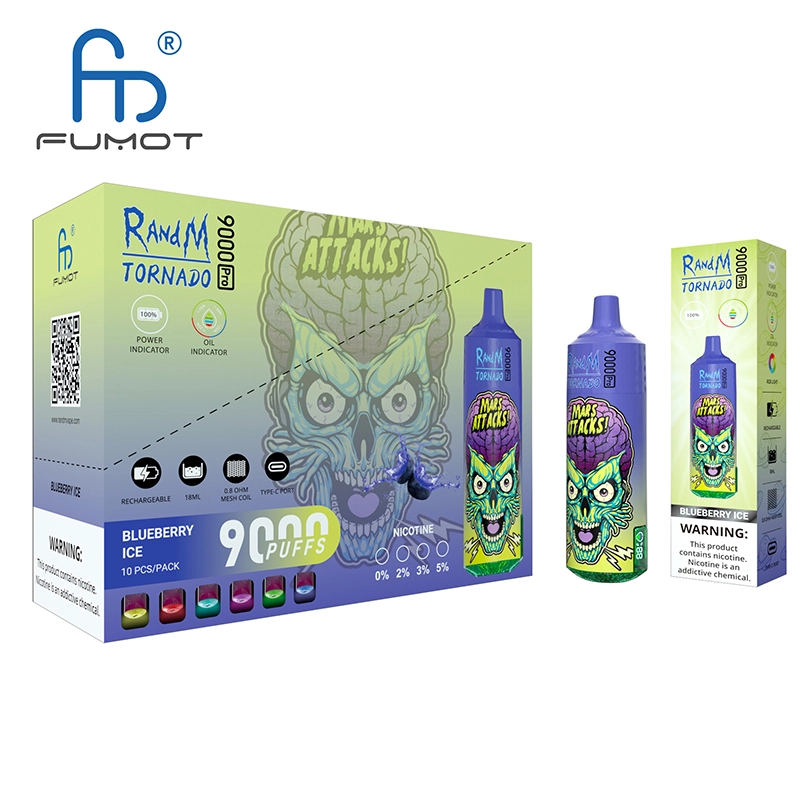 Original RandM Tornado 9000 Pro Puffs Disposable Vape Electronic Cigarettes Puff 9k 0% 2% 3% 5% 18ml Pod 600mAh Rechargeable Battery Vaper Digital Display  Fumot Pen