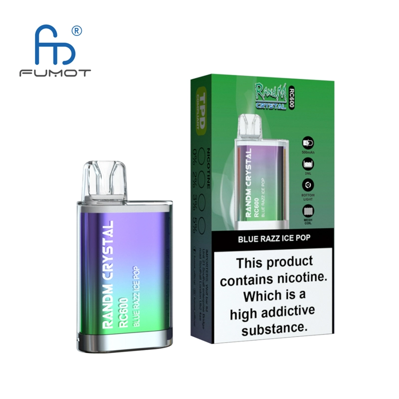 RandM Crystal RC 600 Puffs Vapes E Cigarettes Disposable 0% 2% 3% 5% 2ml Prefilled Pod 400mah Rechargeable Battery Puff 600 Pen