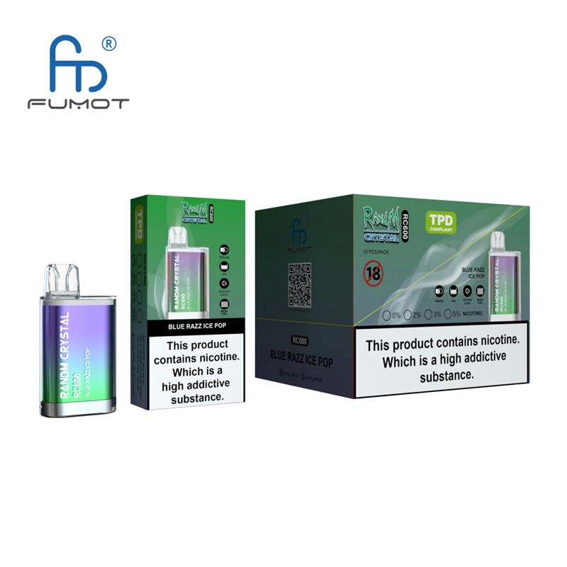 RandM Crystal RC 600 Puffs Vapes E Cigarettes Disposable 0% 2% 3% 5% 2ml Prefilled Pod 400mah Rechargeable Battery Puff 600 Pen