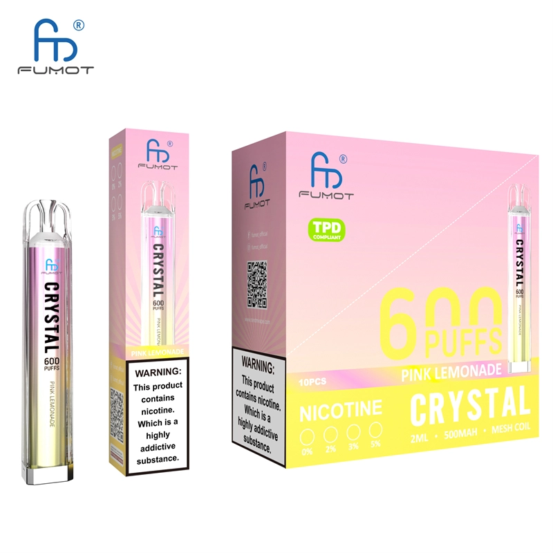 RandM Crystal 600 Puffs E Cigarettes Disposable Vape Puff 600 0% 2% 5% 2ml Prefilled Pod Mesh Coil 500mah Rechargeable Fumot Pen